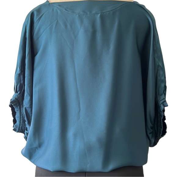 Diane von Furstenberg 'Edna' Silk Sash-Tie Blouse, Dark Teal, size 6 - Picture 13 of 16